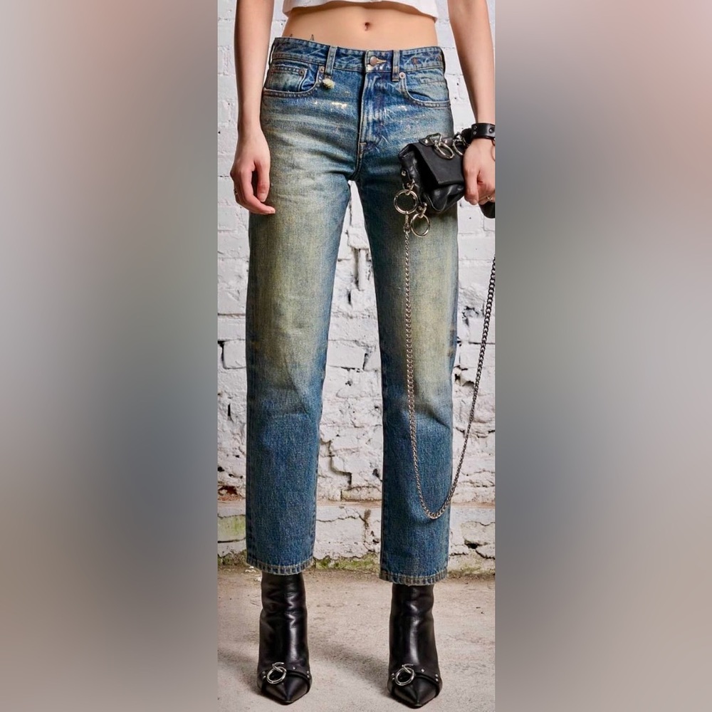 R13 ROMEO JEAN - SPLATTERED CLINTON BLUE WOMEN’S SIZE 30
